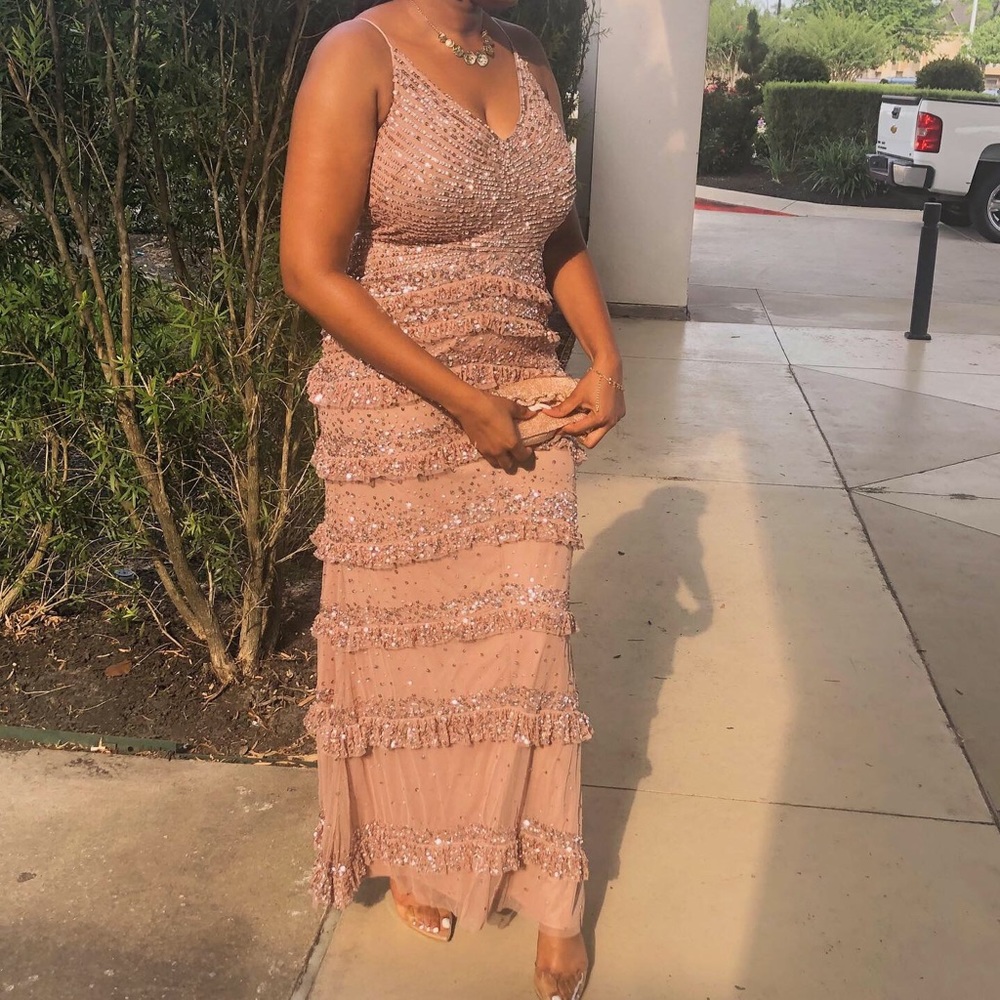 Rose gold Adrianna Papell sequin dress size 8